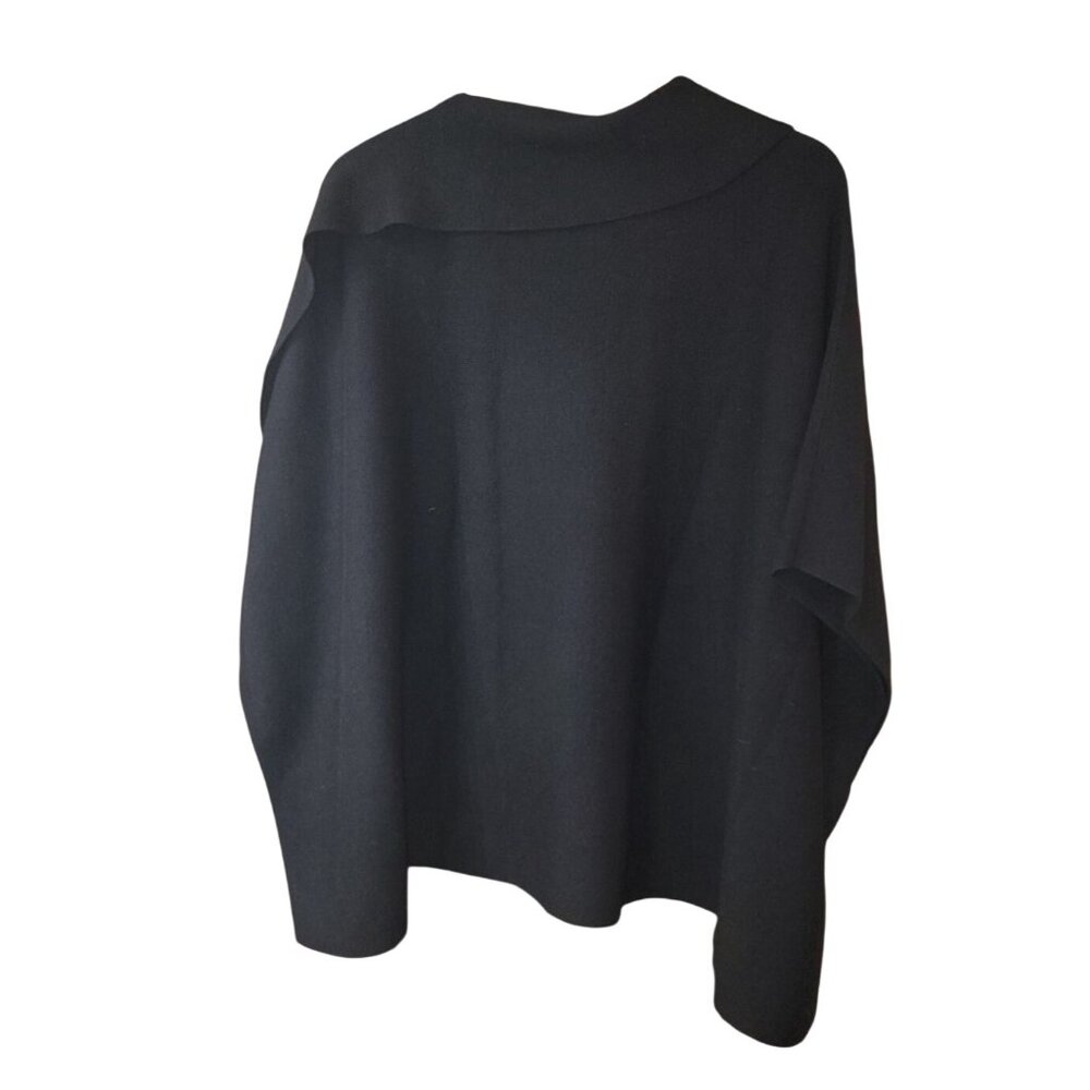 Chico’s NWT Black Cashmere-Blend Poncho Sweater Rhinestone Bow Sleeve $129 MSRP - Picture 2 of 6
